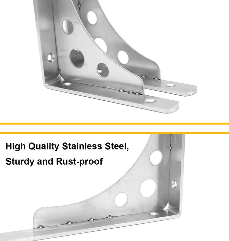 CBTONE 12 Inch Heavy Duty Shelf Bracket, Pack of 4, Wall Mounted Floating L Bracket Stainless Steel Triangle Shelf Supporter, Thicken 4mm, Included Free Screw Accessories - Image 3